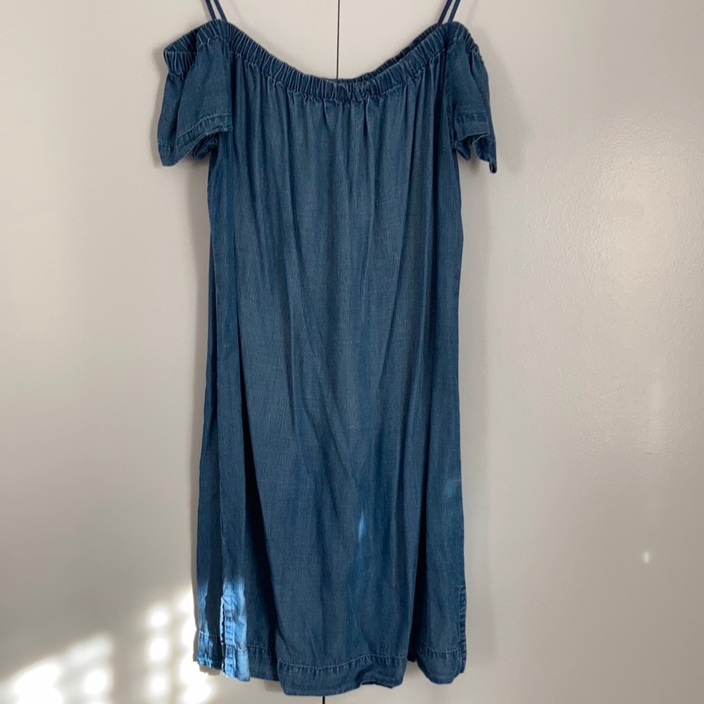Cloth & Stone Soft Denim Off-the-Shoulder Mini Dress, Medium